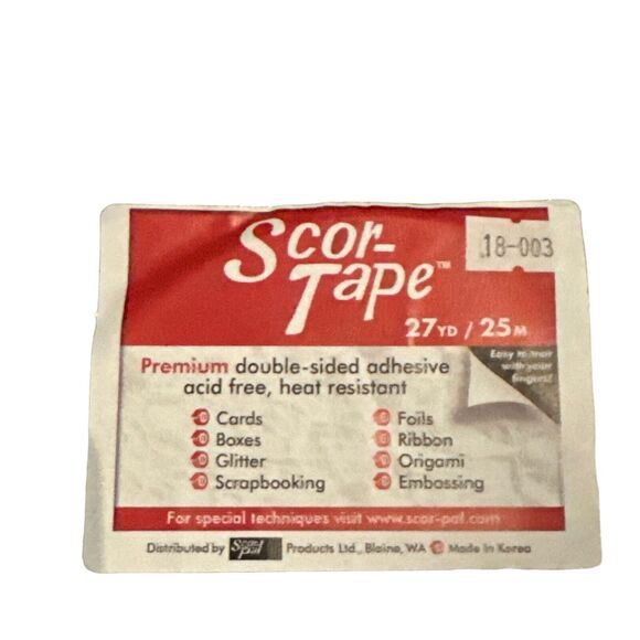 Scor-Tape 2 Double Sides Adhesive 1/2” and 1/4” 27 Yards Each Scrapbooking NEW - Picture 3 of 6
